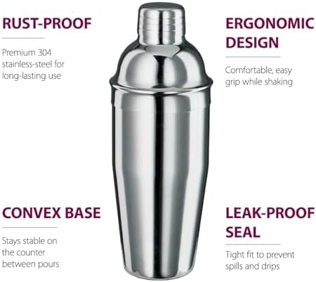 FineDine Stainless Steel Bar Set Cocktail Shaker Set Bartender Kit