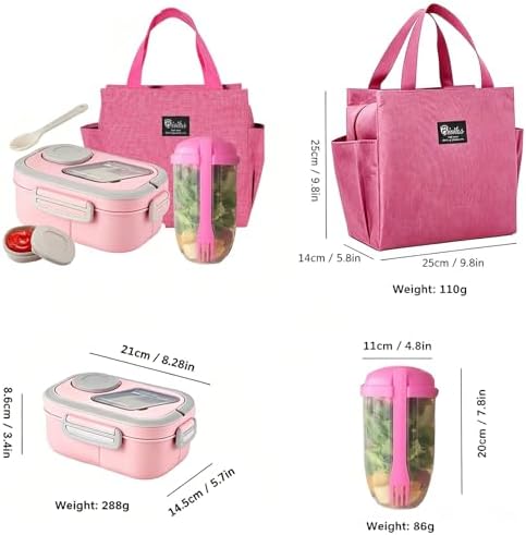Adult Bento Lunch Box Set with Insulated Lunch Bag – Stackable 2‐Layer