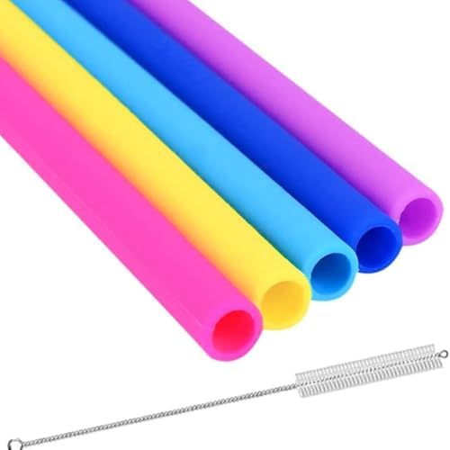 Honfor Reusable Silicone Drinking Straws - Set of 5 - BPA Free - Extra