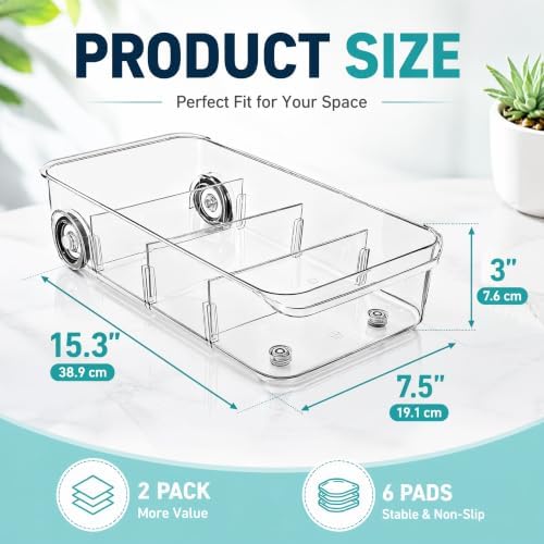 2 Pack Refrigerator Organizer Bin with Wheels, Roll Out Pantry Storage