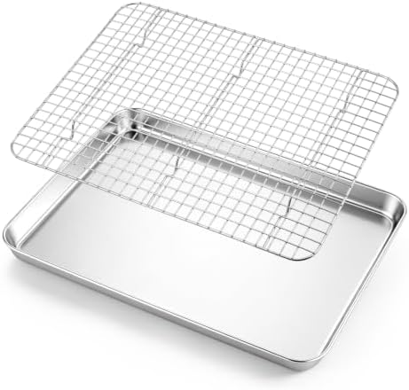 TeamFar Stainless Steel Baking Sheet with Wire Rack Set, 16"x 12"x 1"