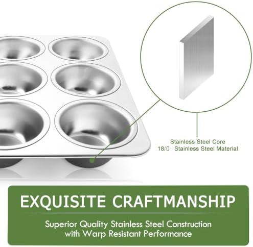 Herogo 12-Cup Stainless Steel Muffin Pan Tin for Baking
