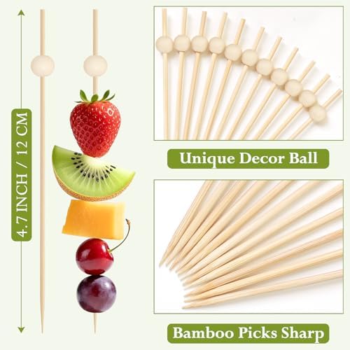 1000 Pieces Cocktail Picks, 4.7 Inch Wooden Fancy Toothpicks for