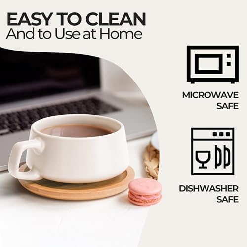 MIAMIO - Cappuccino Cup Set of 4, Ceramic (9.5oz) - Luxe (Cream White)