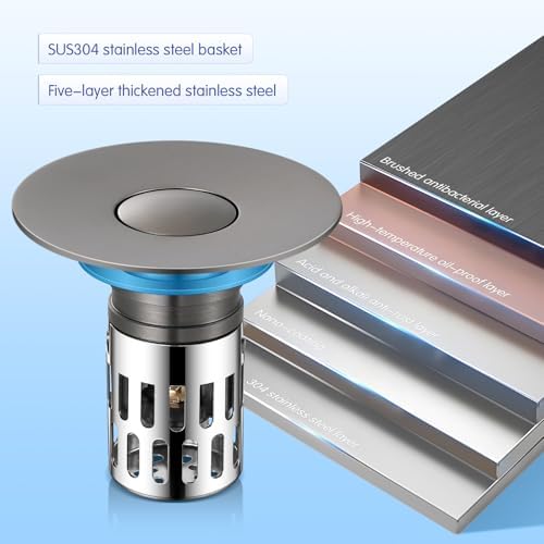 All Metal - Bathroom Sink Stopper,Universal Pop Up Bathroom Sink Drain