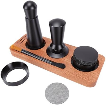 Coffee Tamper Set with Wooden Base, 51mm Stainless Steel