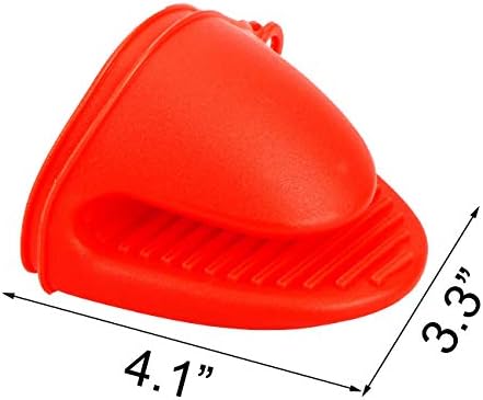 2 Pairs Mini Silicone Oven Mitts, Red and Blue