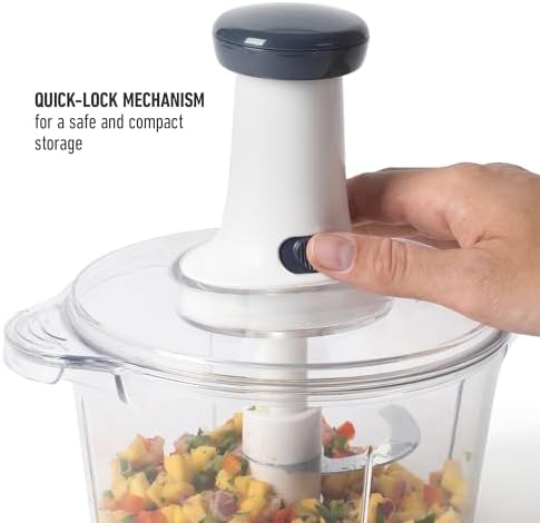 Calphalon Aero Food Chopper, Manual Vegetable Chopper with Container, Large-Capacity BPA-Free Chopping Bowl with Interchangeable Blades for Dicing, Slicing & Meal Prep