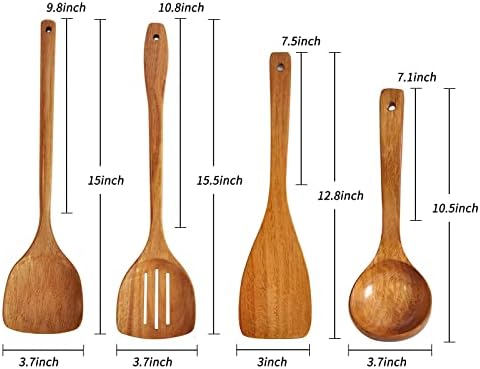 Wooden Spatula,Slotted Turner,Soup Ladle,Long Handle Utensils