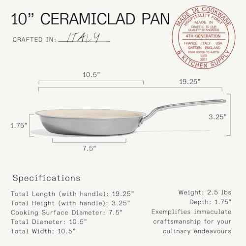 Made In Cookware - 3-Piece (Includes 8",10",12") CeramiClad 2.0 Non Stick Frying Pan Set (Stainless Handle) - 5-Ply Stainless Clad with Stay-Cool Handle - Professional Cookware - Crafted in Italy
