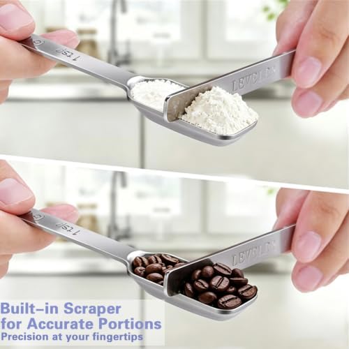 Stainless Steel Measuring Cups and Spoons Set, 6 Stainless Steel
