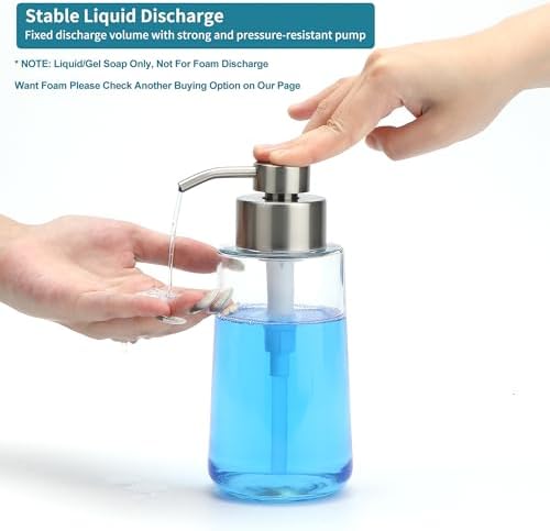 Glass Soap Dispenser 16oz Hand Soap Dispenser Brushed Nickel