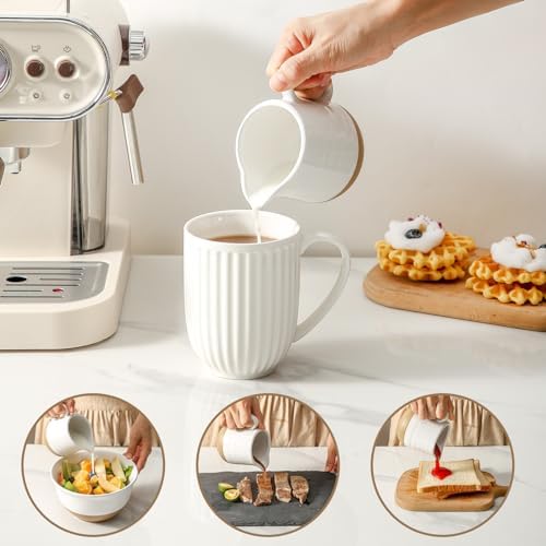 Hasense Ceramic Sugar & Creamer Set + Salt & Pepper Shakers, White