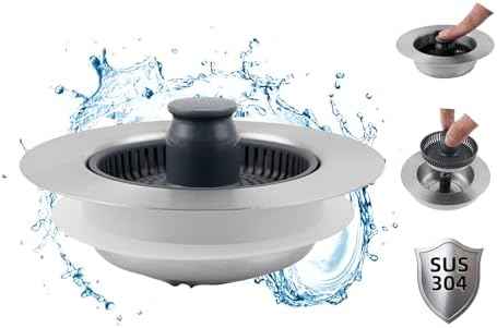 Hibbent 3-in-1 Kitchen Sink Drain Strainer, Chrome