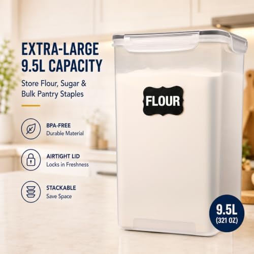Gorpuire 2-Pack (9.5L | 321 Oz) Extra Large Bulk Food Storage