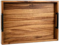 Joy&Grace Acacia Wood Serving Tray with Handles 17" x 13", Natural