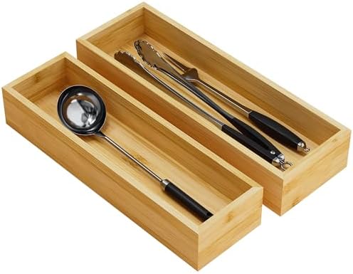 Bamboo Kitchen Drawer Organizer, Set of 2, Nested, 15" x 5" x 2.5"