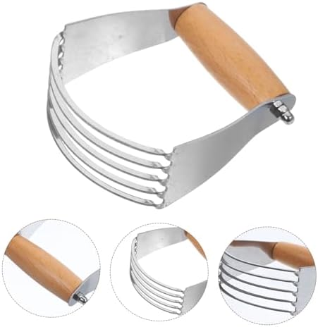 Stainless Steel Dough Cutter with Five Blades and Wooden Handle