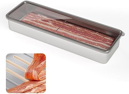Bacon Container for Refrigerator, 1 Pack 304 Stainless Steel Container