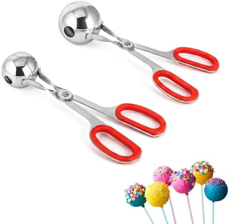 Cake Pop Scoop Stainless Steel, 2-Pack Cake Ball Maker, Non-Slip