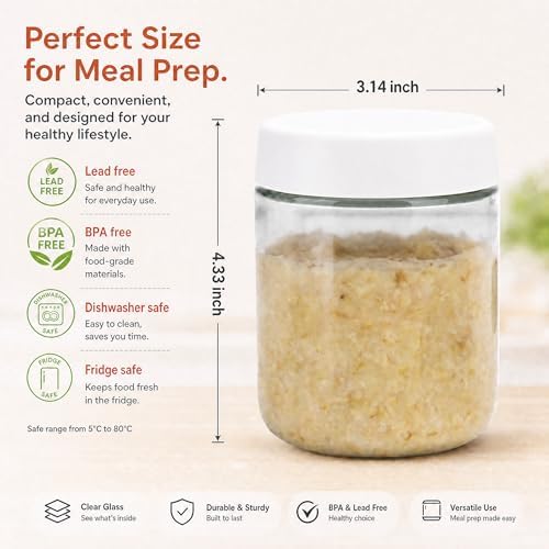 EONJOE 6-Pack 16 oz Glass Food Storage Jars with Lids