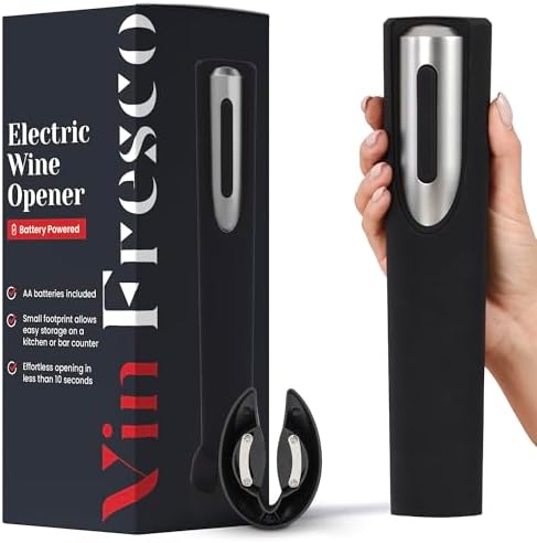 Electric Wine Opener Battery Operated with Stand and Built-in Foil