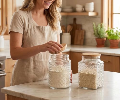 60 FL OZ/0.5 Gal Vintage Glass Storage Jar with Airtight Lid Set of 2