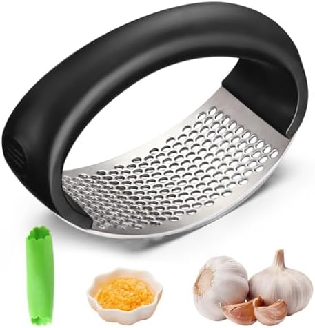 Stainless Steel Garlic Crusher, Black, 1pc