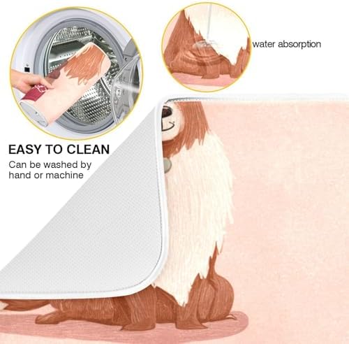 OTVEE Festive Pet Art Dish Drying Mat for Kitchen Counter Absorbent
