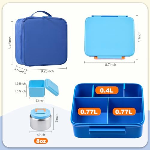 Bento Lunch Box for Kids with Thermo, Leakproof Bento Box with 8oz