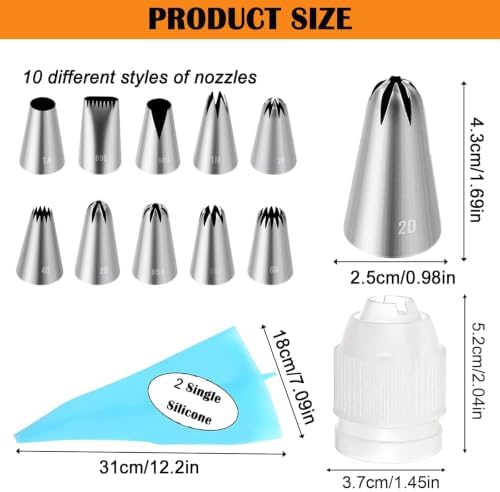 NOVANO 14pcs Large Piping Tips Set