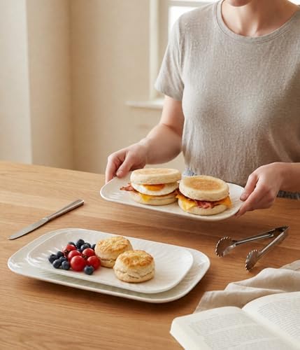 Ceramic Serving Platter, 10"/12"/14" Large Rectangular Serving Tray