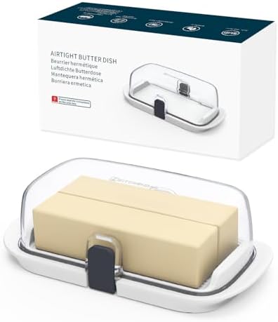 KITCHENDAO Large One-handed Butter Dish with Lid for Countertop