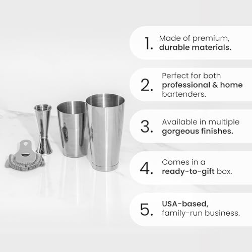 A Bar Above Cocktail Shaker Set, 4-Piece Professional Bartender Kit