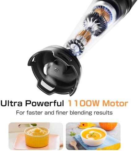 Turelar Immersion Blender Handheld 3-in-1 Hand Blender Set 1100W Heavy