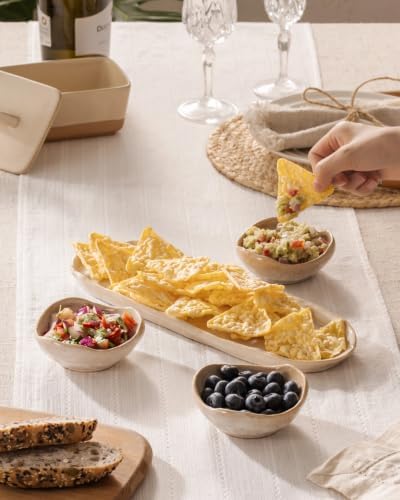Besmeety Chip and Dip Serving Set of 4, Soy Sauce Dish with Serving Platter