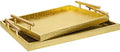 Modern Elegant Large Wood Serving Tray, Set of 2 Gold Crocodile