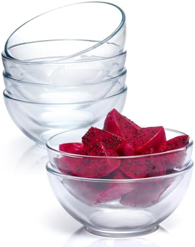 NUTRIUPS 6 Inch Small Glass Bowls Set of 6, 16oz Glass Cereal Bowl