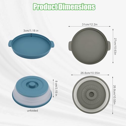 2 Sets Microwave Splatter Plate Cover for food with Base Mat