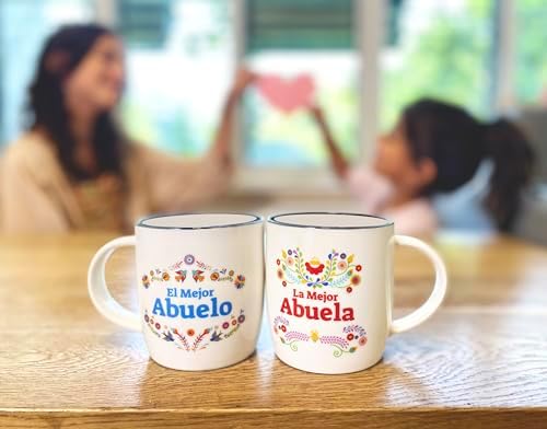 Triple Gifffted La Mejor Abuela and Abuelo Coffee Mugs Set in Spanish