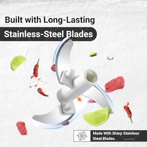 Manual Food Chopper with Hand Pull Rope Design, Stainless Steel Blade