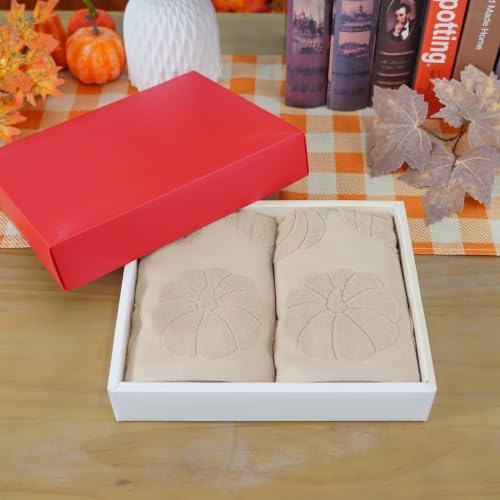 Fall Hand Towels 13x29 Inch 100% Cotton Pumpkin Khaki Dish Towels