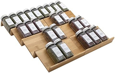 Bamboo Spice Rack Drawer Organizer - 8 Piece Set - 8" or 16" Wide