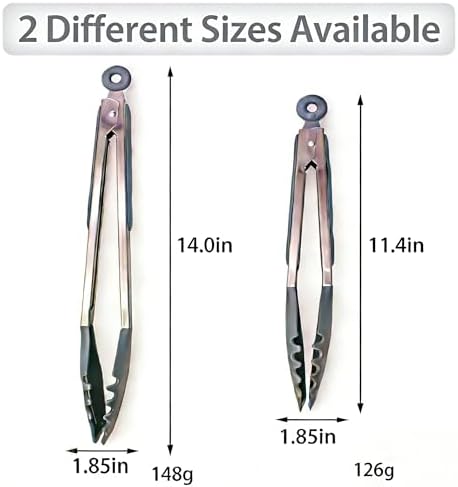 3-in-1 Silicone Kitchen Tongs Set of 2, 11 and 14 Inch, Gray