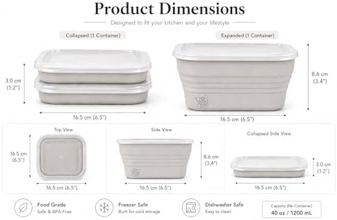 Pizza Dough Proofing Containers Set of 3, Collapsible 40 oz Dough Box