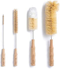 4 Pcs Bamboo Bottle Brush Set by HELLO NATURE – Long Handle Cleaning