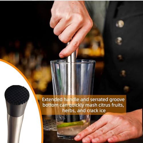 Stainless Steel Muddler for Cocktails,Mixing Spoon and Measuring