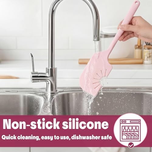 Didaey 2 Pack Silicone Spatula Scraper and Whisk, Pink Kitchen