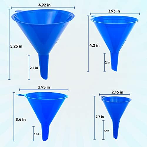 LIQVEETM Funnel 4-Pack Funnels for Kitchen Use Filling Bottles