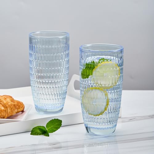 Highball Beverage Glasses Set of 6 Romantic Colored Thick & Heavy Base